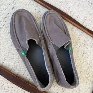 Sanuk Charcoal Canvas Slip-On Loafers